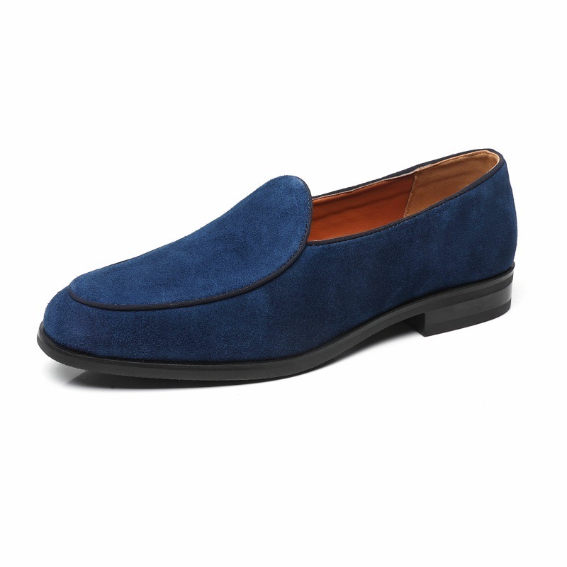 Men's suede loafers niche gentleman nubuck leather lace-free casual leather shoes