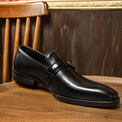 Men's shoes spring and summer new business casual leather shoes men's cowhide leather shoes small square head loafers men's agent