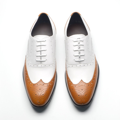 GUYSTEP™Hot selling classic brown and white lace-up men's casual leather shoes