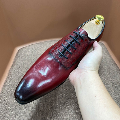 Custom men's shoes genuine leather lace-up pointed toe Oxford shoes handmade business casual shoes wedding banquet formal leather shoes men