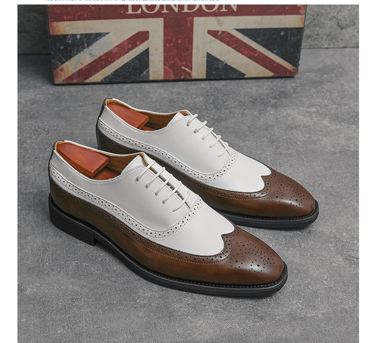 GUYSTEP™-Brown men's suede stitching casual leather shoes