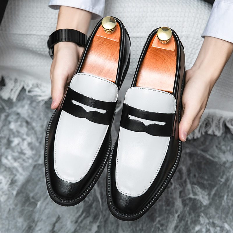 Men's simple colorblock design casual loafers