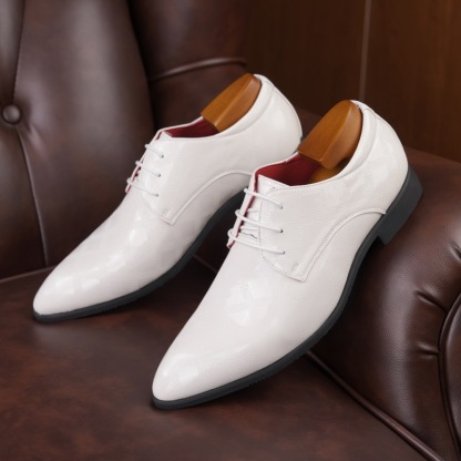 Shiny embossed leather shoes for men wholesale pointed lace-up trendy shoes Amazon wish LAZADA cross-border shipping