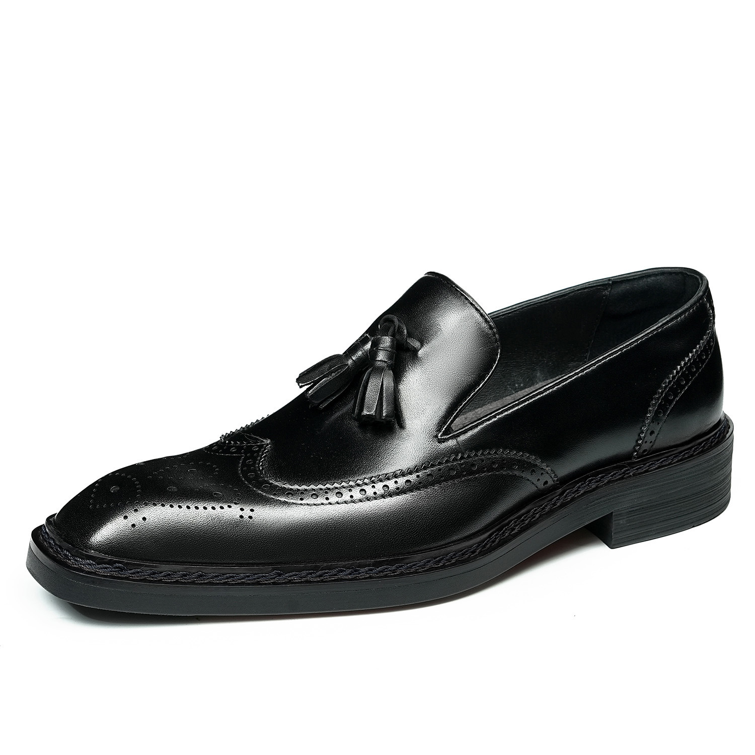 British-style tassel brogue genuine leather men's shoes