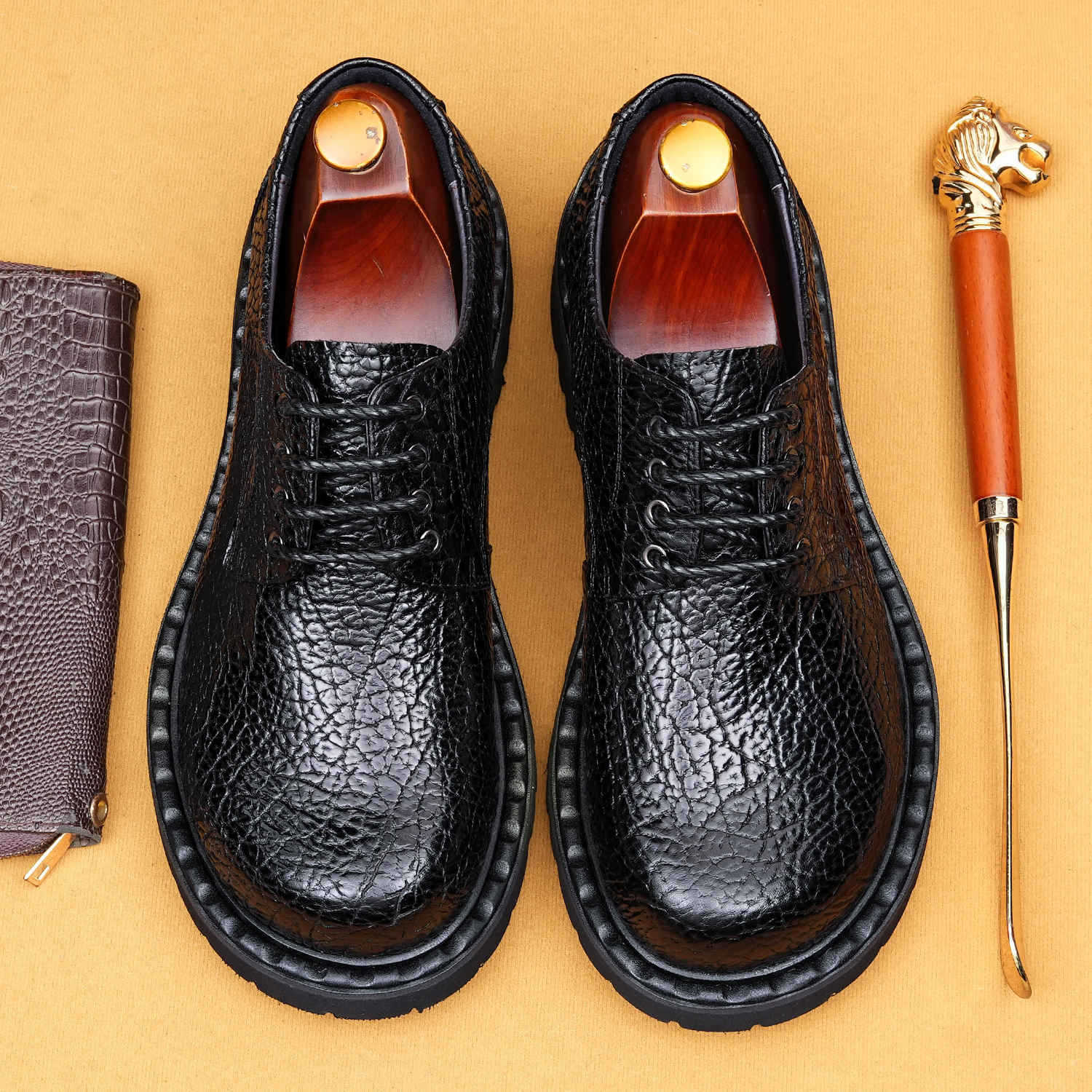 New Genuine Leather Casual British Style Breathable Top Layer Round Toe Shoes