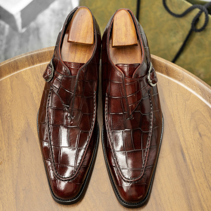 Monk shoes cowhide men's shoes new buckle leather shoes men's low-top shoes for men's fashion shoes