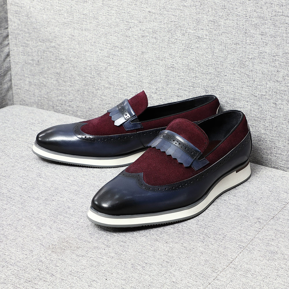 [Copy]GUYSTEP™Classic red and houndstooth breathable leather derby shoes