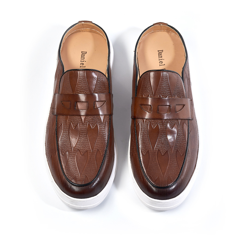 2024 Loafers Cowhide Men's Shoes with Double Toe Slippers Outdoor Casual Men's Shoes Factory Cross-border Supply