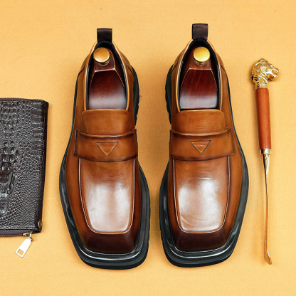 Business casual British style genuine leather loafers