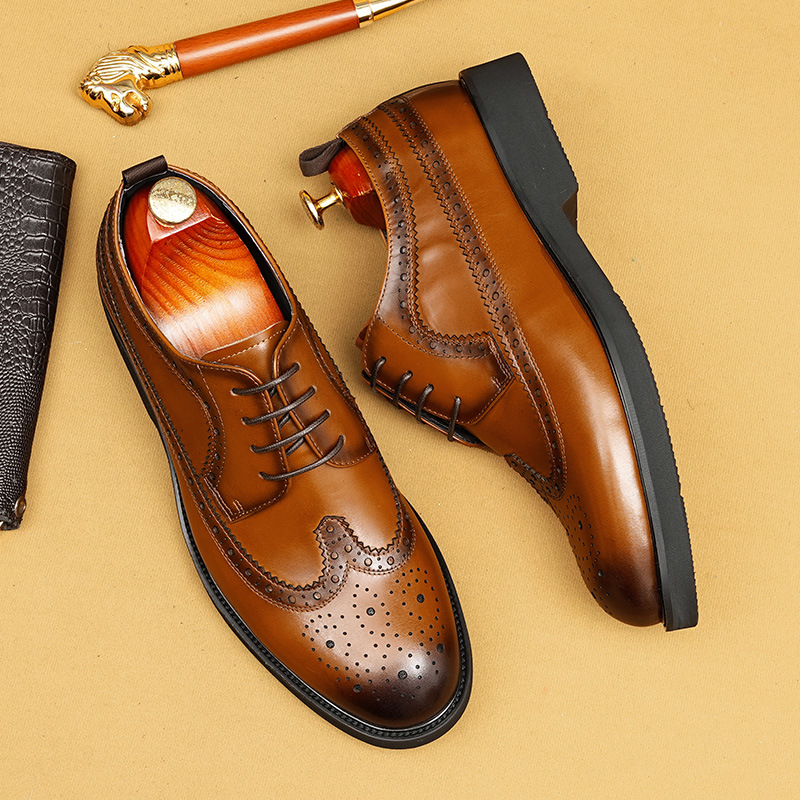 British-style brogue business casual genuine leather shoes