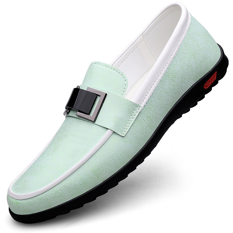 Summer breathable men's metal buckle loafers driving shoes