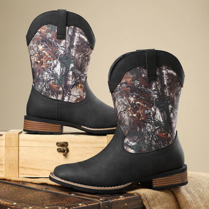 New western style cowboy boots embroidery craft retro high-top men's knight boots trendy all-match casual work boots