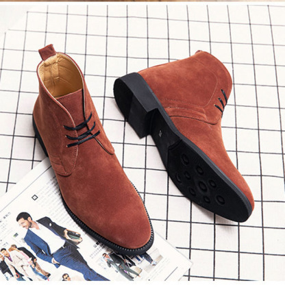 Large size casual mid-cut lace-up boots-