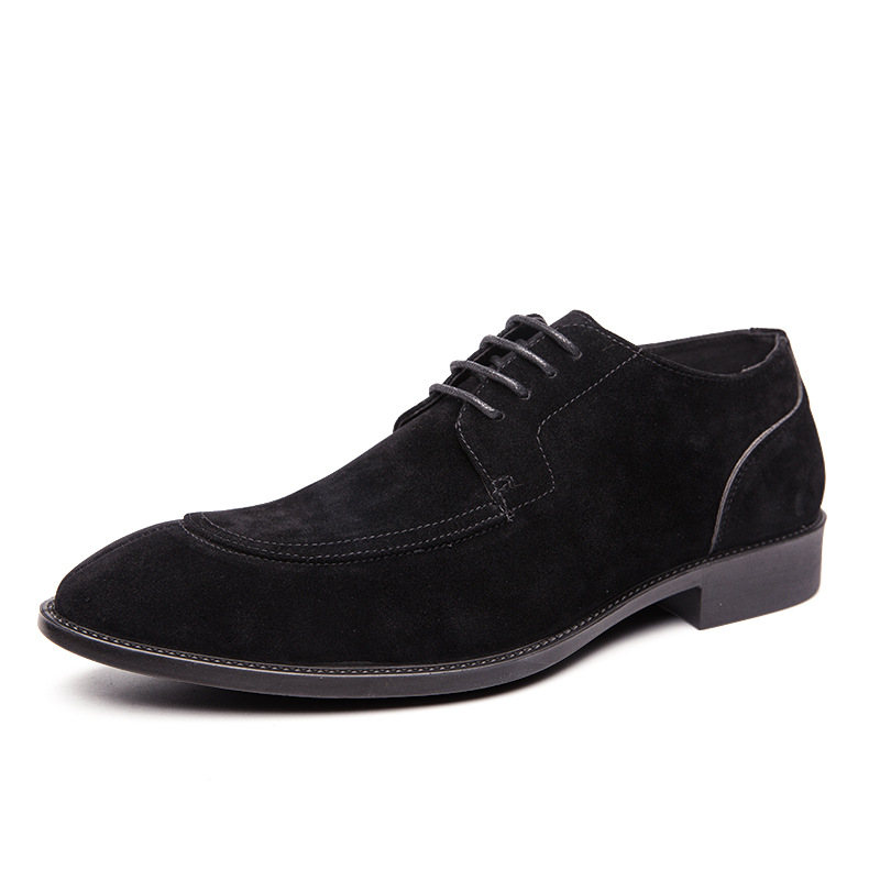 Suede leather shoes for men autumn large size frosted men's shoes pointed toe retro trend formal casual groom wedding shoes