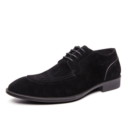 Suede leather shoes for men autumn large size frosted men's shoes pointed toe retro trend formal casual groom wedding shoes