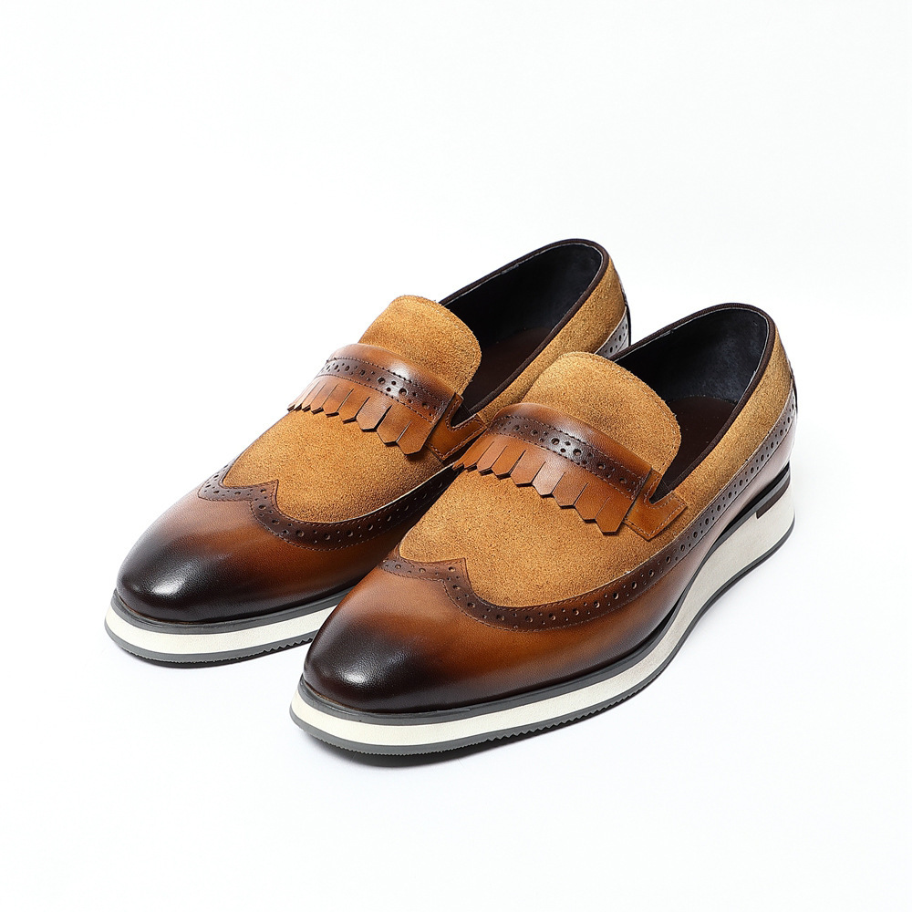 [Copy]GUYSTEP™Classic red and houndstooth breathable leather derby shoes