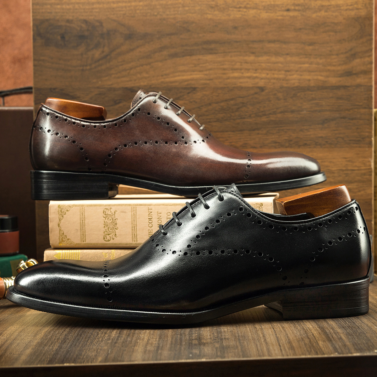[Quality] Men's business formal leather shoes, cowhide British style brogue Oxford shoes for men