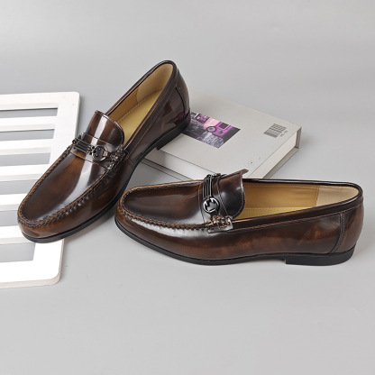 High-end business leather shoes for men, open-edge genuine leather men's leather shoes, slip-on handsome men's casual leather shoes for men