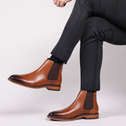 New Men's Formal Leather Shoes Genuine Leather Chelsea Boots Men's Boots One-foot High-top Martin Boots First Layer Cowhide