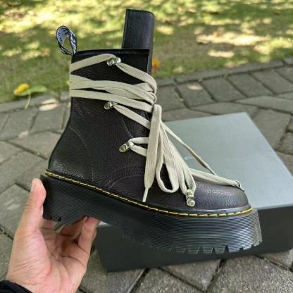 RO joint thick-soled lychee-grained joint Martin boots for men and women with side zippers, top-layer cowhide boots, motorcycle high street shoes