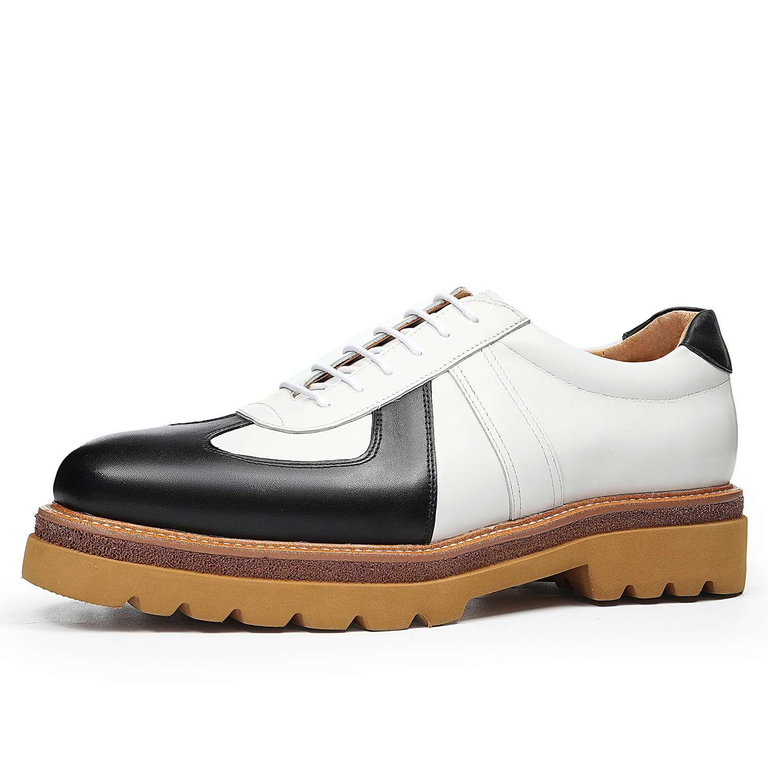 British style patchwork platform genuine leather shoes