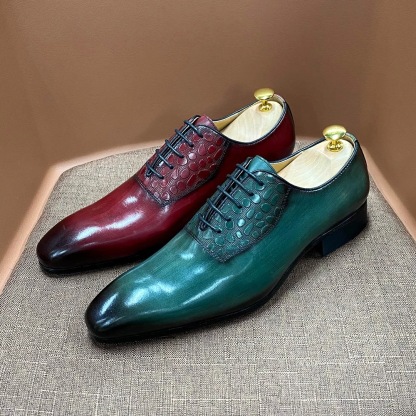 Custom men's shoes genuine leather lace-up pointed toe Oxford shoes handmade business casual shoes wedding banquet formal leather shoes men