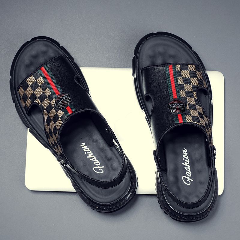 Sandals Men'S 2023 Summer New Casual Soft Sole Beach Shoes Dual-Purpose Genuine Leather Breathable Non-Slip Exterior Men'S Shoes Trendy