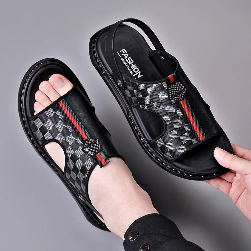 Sandals Men'S 2023 Summer New Casual Soft Sole Beach Shoes Dual-Purpose Genuine Leather Breathable Non-Slip Exterior Men'S Shoes Trendy