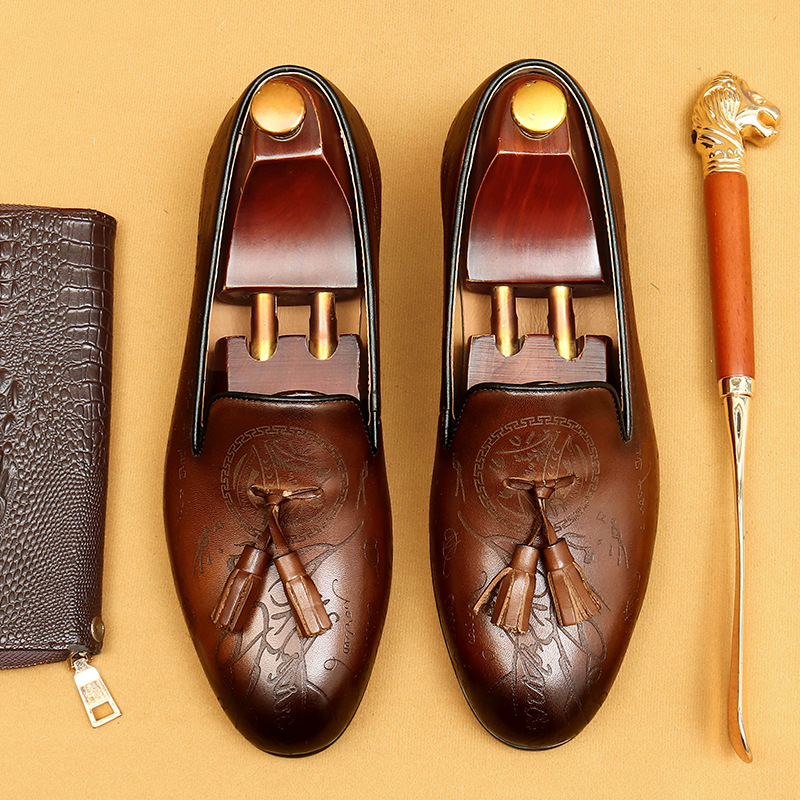 British style tassel business casual genuine leather loafers