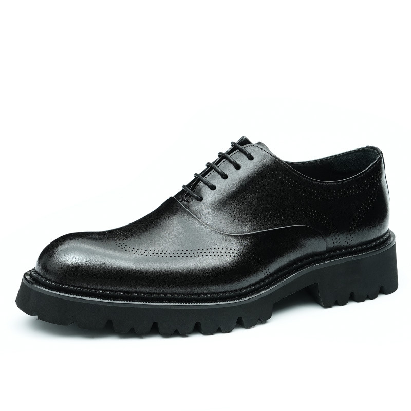 British style slip-on leather loafers with brogue detailing
