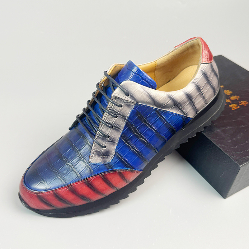 Men's leather casual shoes British style patent leather lace-up personality hot style men's leather shoes genuine leather men's shoes pure cowhide shoes