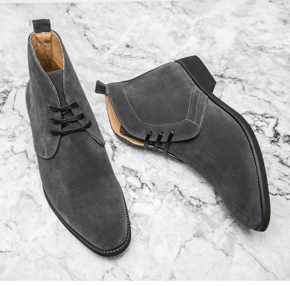Large size casual mid-cut lace-up boots-