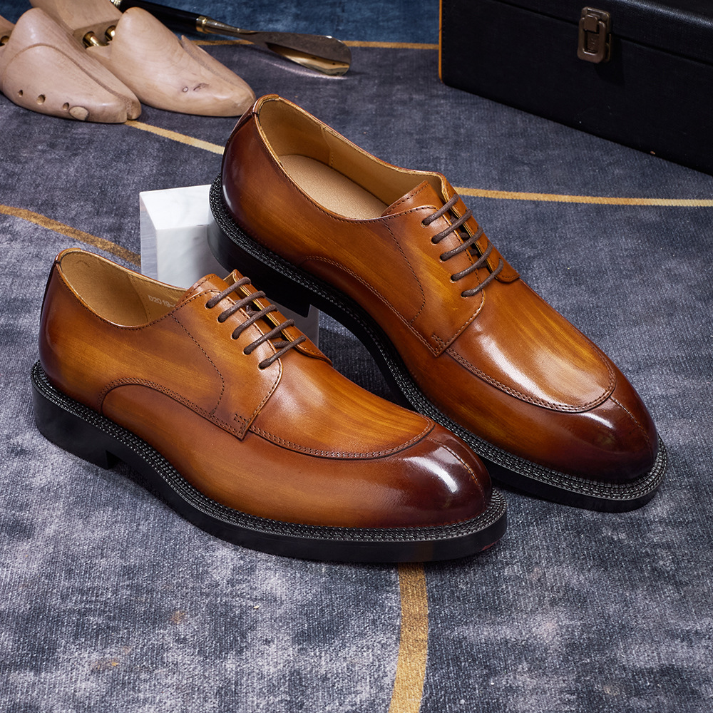 Derby shoes Men's genuine leather cowhide handmade leather shoes