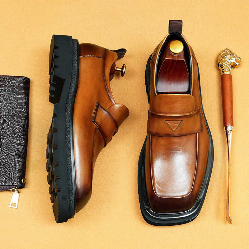 Business casual British style genuine leather loafers