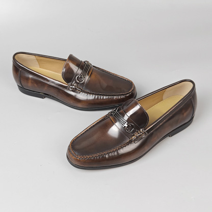 High-end business leather shoes for men, open-edge genuine leather men's leather shoes, slip-on handsome men's casual leather shoes for men