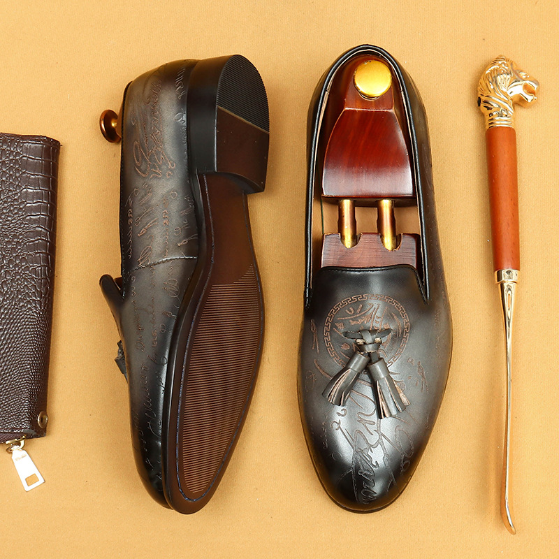 British style tassel business casual genuine leather loafers