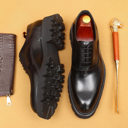 British style slip-on leather loafers with brogue detailing