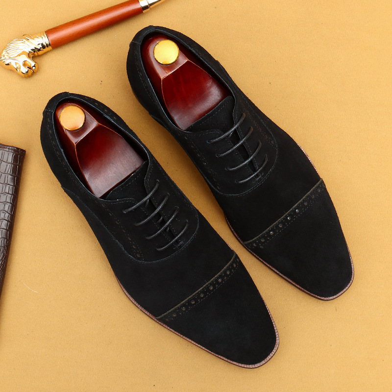 [VIP exclusive] Suede leather shoes men's casual shoes genuine leather suede cowhide business formal three-joint Oxford shoes