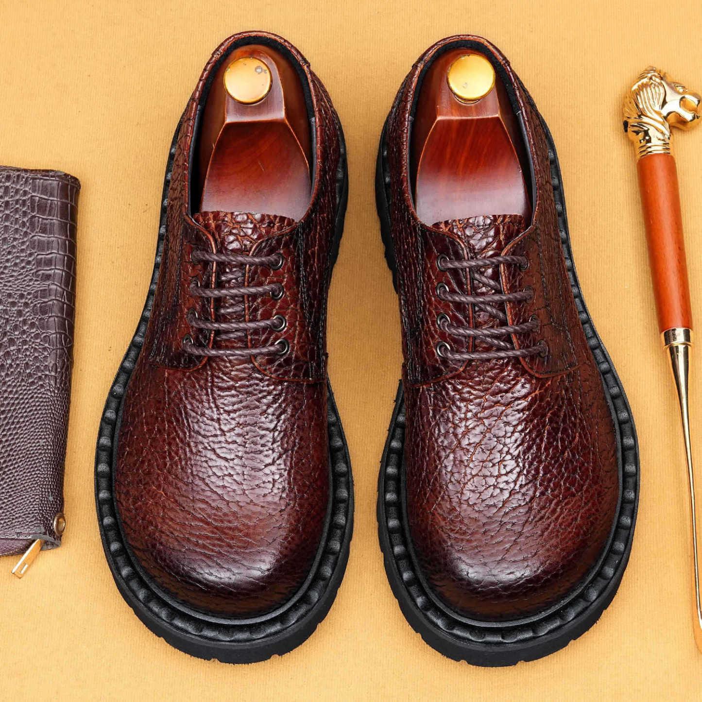 New Genuine Leather Casual British Style Breathable Top Layer Round Toe Shoes