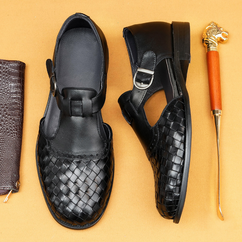 Men's Summer Leather Handmade Woven Sandals