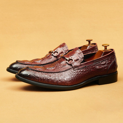 Men's crocodile pattern casual zhen'p loafers genuine leather