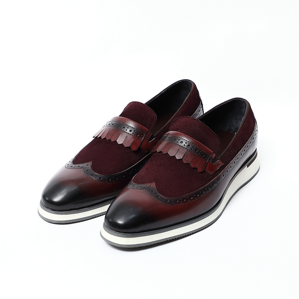 [Copy]GUYSTEP™Classic red and houndstooth breathable leather derby shoes