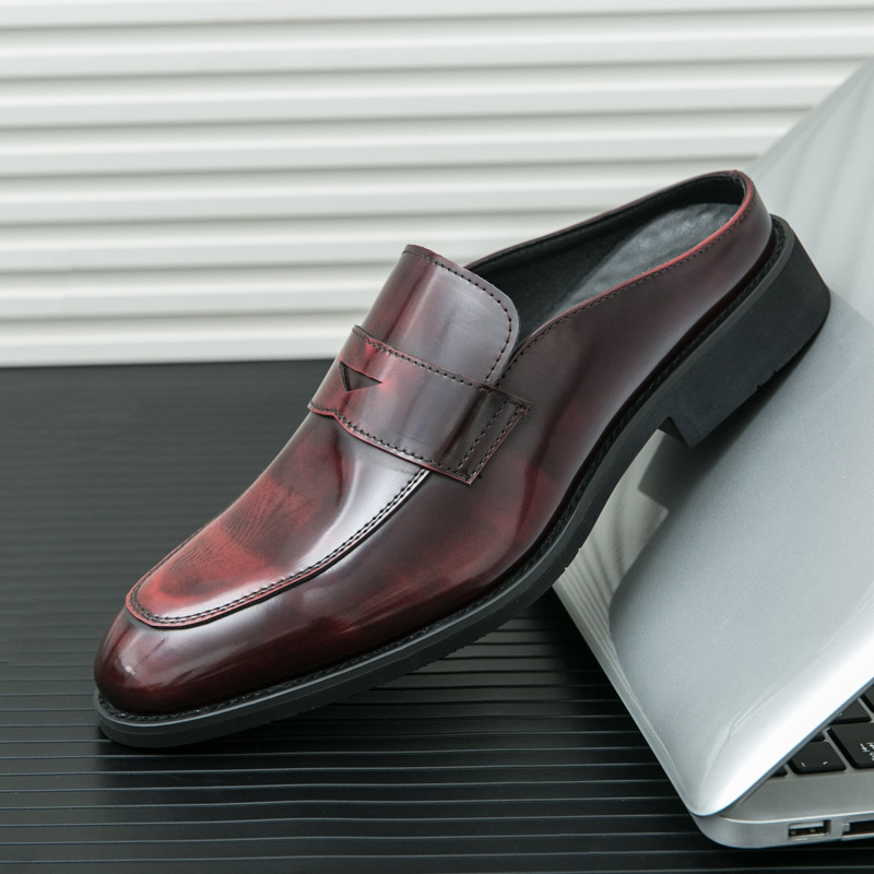 Men's thick-soled slip-on casual leather shoes