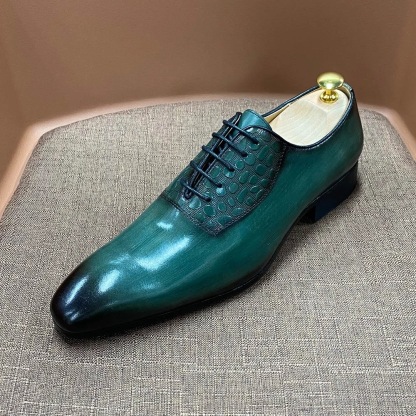 Custom men's shoes genuine leather lace-up pointed toe Oxford shoes handmade business casual shoes wedding banquet formal leather shoes men
