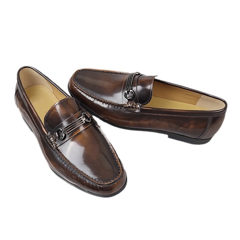 High-end business leather shoes for men, open-edge genuine leather men's leather shoes, slip-on handsome men's casual leather shoes for men
