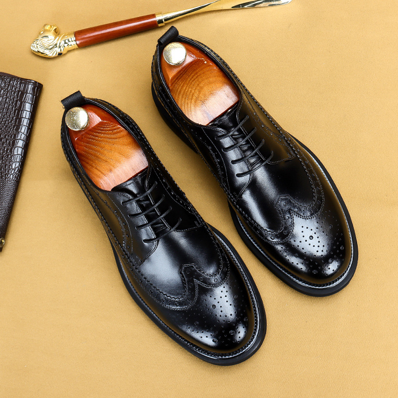 British-style brogue business casual genuine leather shoes