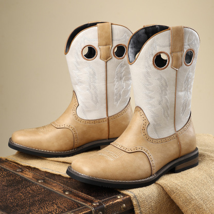 Classic Western Cowboy Boots Retro Embroidered Leather Boots Casual All-match Knight Boots Personality Fashion Cowboy Boots American Style