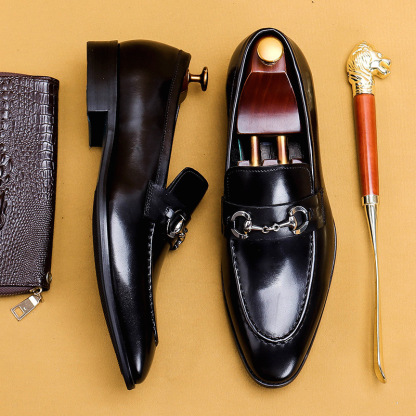 【Vip Exclusive】Casual Leather Shoes For Men Business Casual Shoes For Men Genuine Leather Pointed Loafers British Men'S Shoes