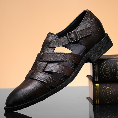GUYSTEP™-Retro Crocodile Pattern Leather Sandals