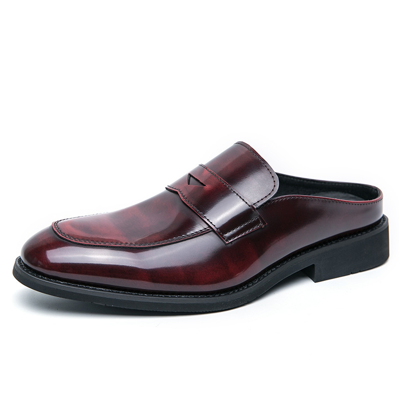 Men's thick-soled slip-on casual leather shoes